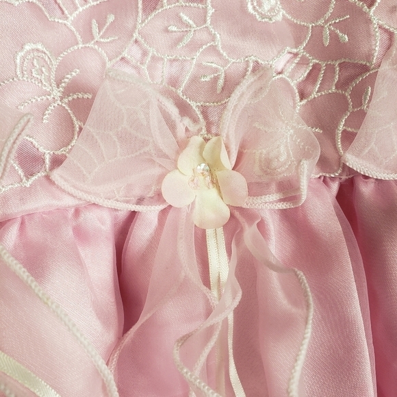 Girls George pink flower lace dress size 4 - Picture 3 of 8